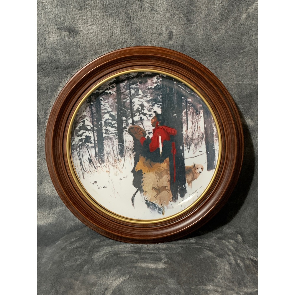 Crown Parian Wintersong Collector Plate Michael Coleman Framed Native American